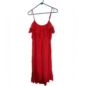 HeartSoul Red Ruffle Maxi Dress Size M Adjustable Straps